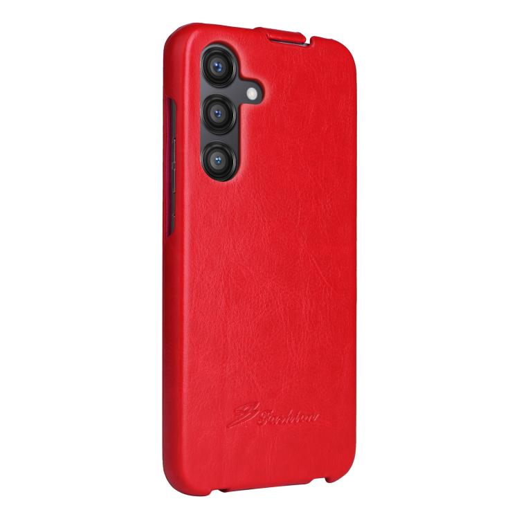 For Samsung Galaxy S25 5G Fierre Shann 64 Texture Vertical Flip PU Leather Phone Case