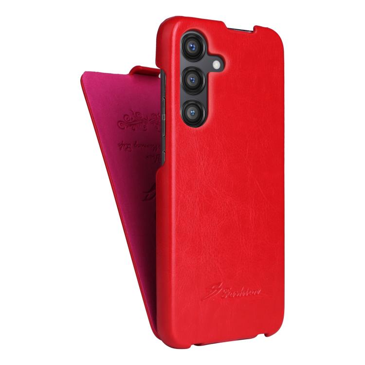 For Samsung Galaxy S25 5G Fierre Shann 64 Texture Vertical Flip PU Leather Phone Case