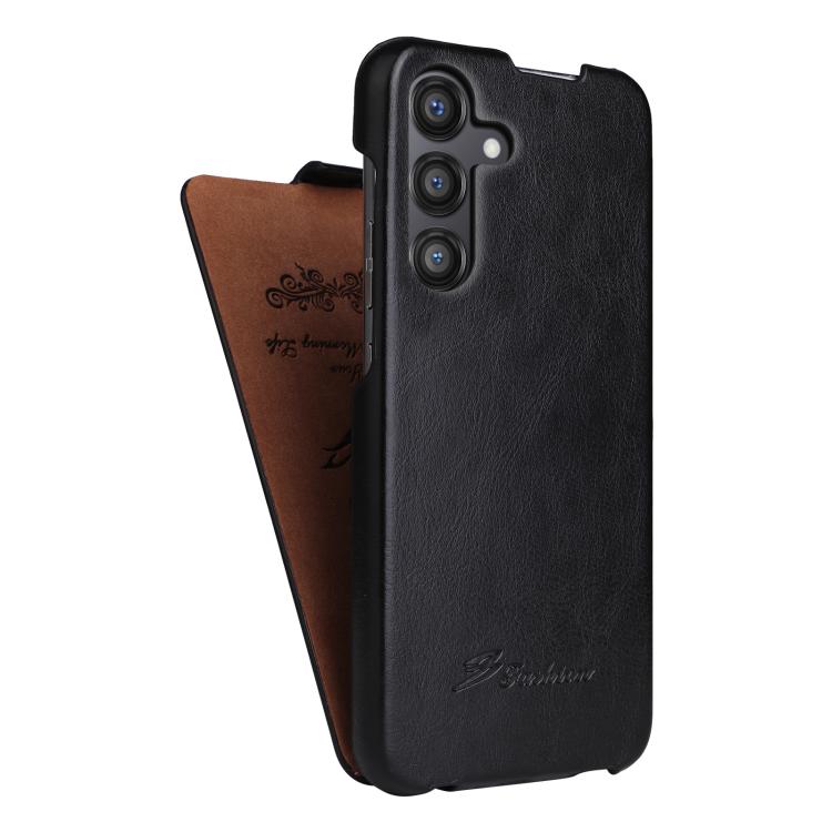 For Samsung Galaxy S25 5G Fierre Shann 64 Texture Vertical Flip PU Leather Phone Case