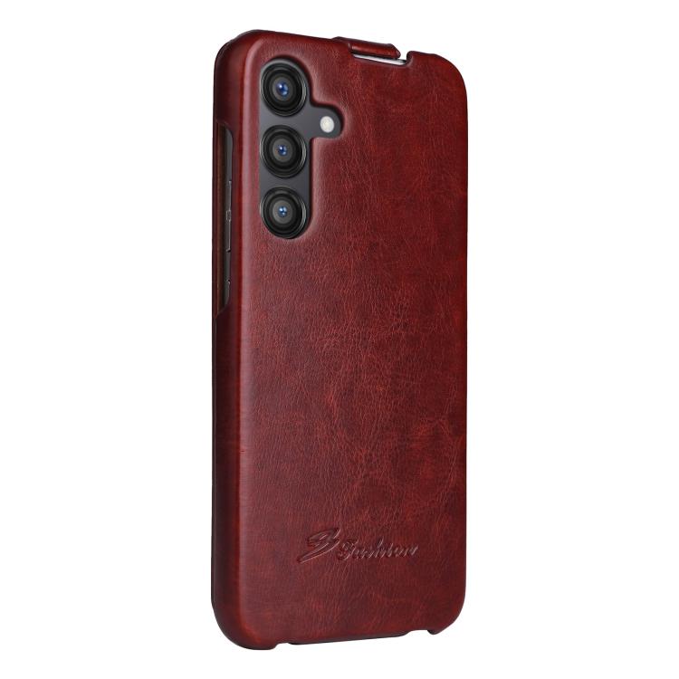 For Samsung Galaxy S25 5G Fierre Shann 64 Texture Vertical Flip PU Leather Phone Case