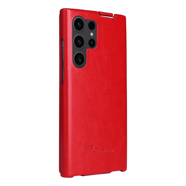 For Samsung Galaxy S25 Ultra 5G Fierre Shann 64 Texture Vertical Flip PU Leather Phone Case