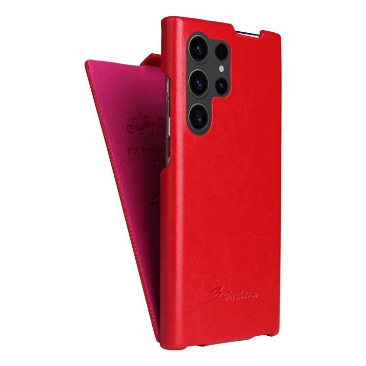 For Samsung Galaxy S25 Ultra 5G Fierre Shann 64 Texture Vertical Flip PU Leather Phone Case