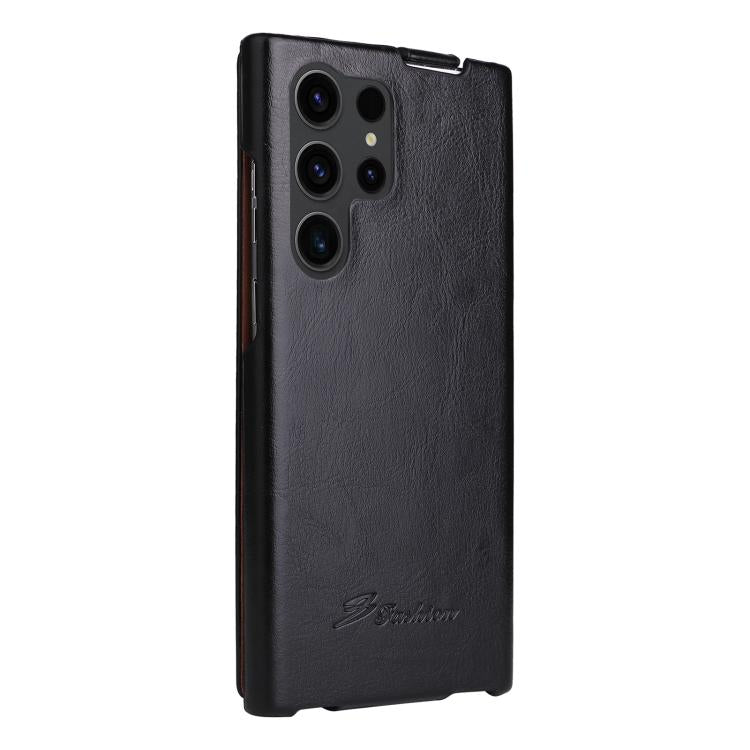 For Samsung Galaxy S25 Ultra 5G Fierre Shann 64 Texture Vertical Flip PU Leather Phone Case