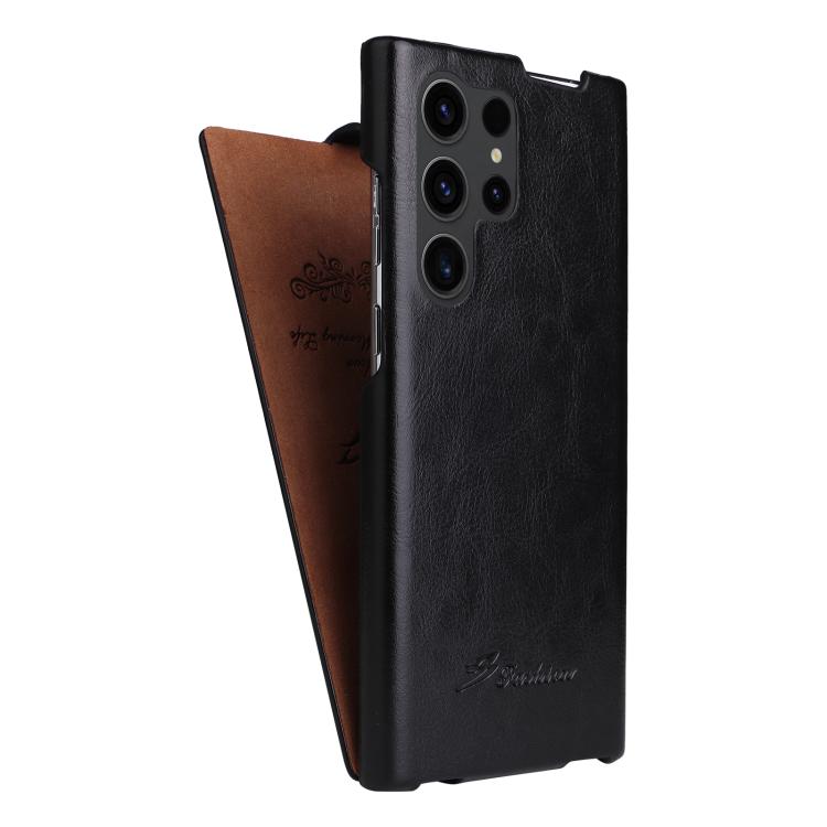 For Samsung Galaxy S25 Ultra 5G Fierre Shann 64 Texture Vertical Flip PU Leather Phone Case