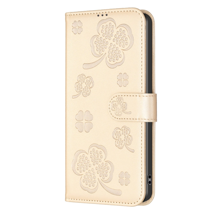 For Honor 200 Lite Global Four-leaf Embossed Leather Phone Case