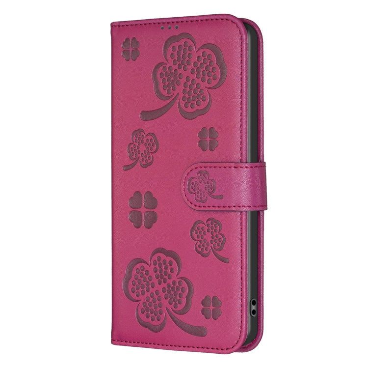 For Honor X6b Four-leaf Embossed Leather Phone Case