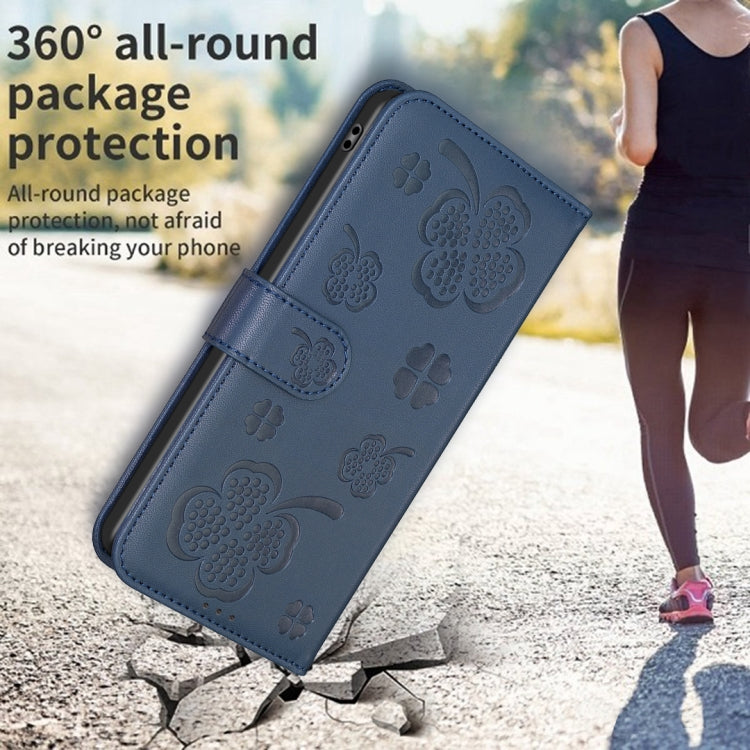 For OPPO A60 Four-leaf Embossed Leather Phone Case
