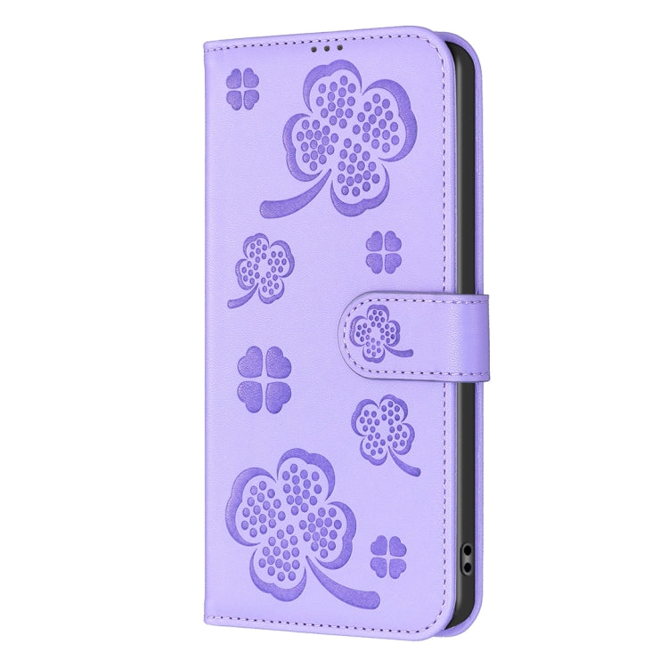For OPPO A60 Four-leaf Embossed Leather Phone Case