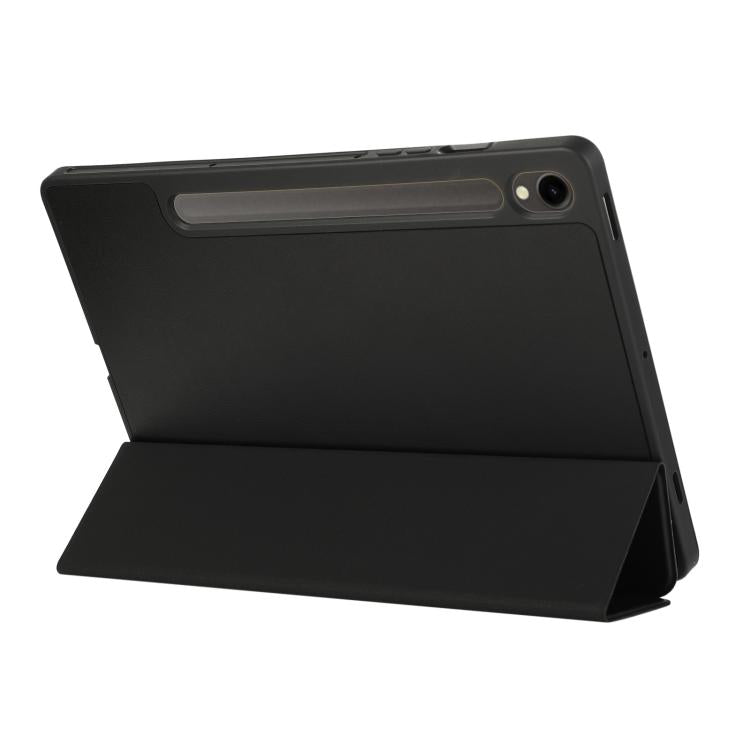 For Samsung Galaxy Tab S10 FE+ 3-Fold Pure Color TPU Leather Tablet Case with Pen Slot