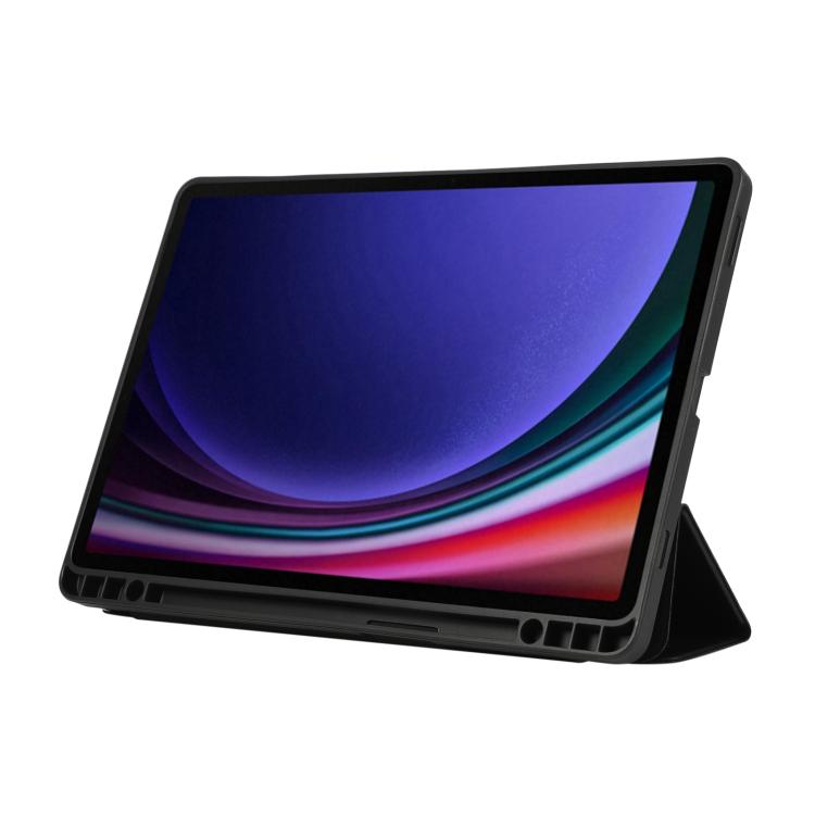 For Samsung Galaxy Tab S10 FE+ 3-Fold Pure Color TPU Leather Tablet Case with Pen Slot