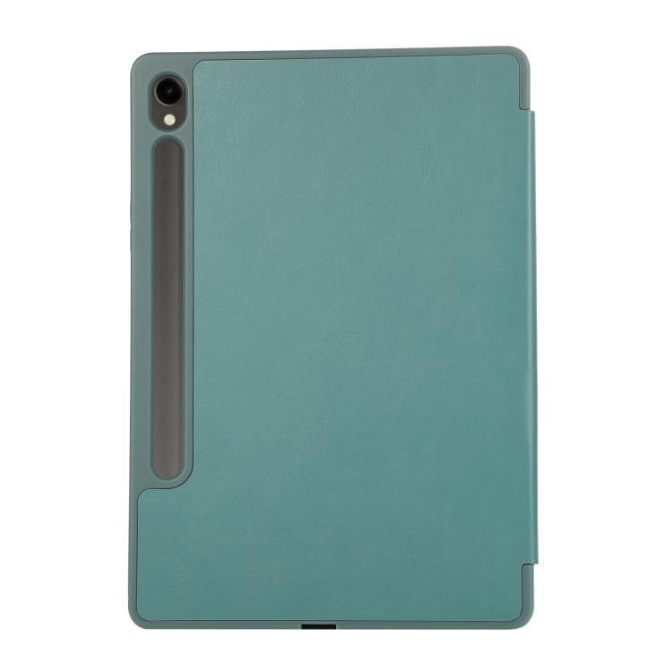 For Samsung Galaxy Tab S10 FE+ 3-Fold Pure Color TPU Leather Tablet Case with Pen Slot