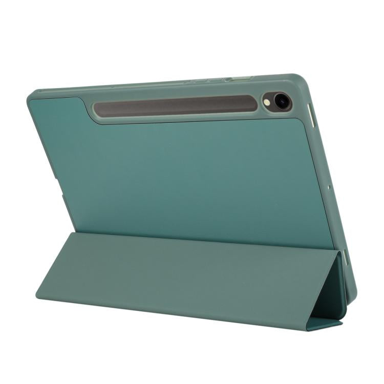 For Samsung Galaxy Tab S10 FE+ 3-Fold Pure Color TPU Leather Tablet Case with Pen Slot
