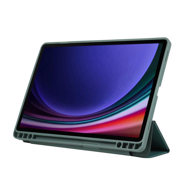 For Samsung Galaxy Tab S10 FE+ 3-Fold Pure Color TPU Leather Tablet Case with Pen Slot