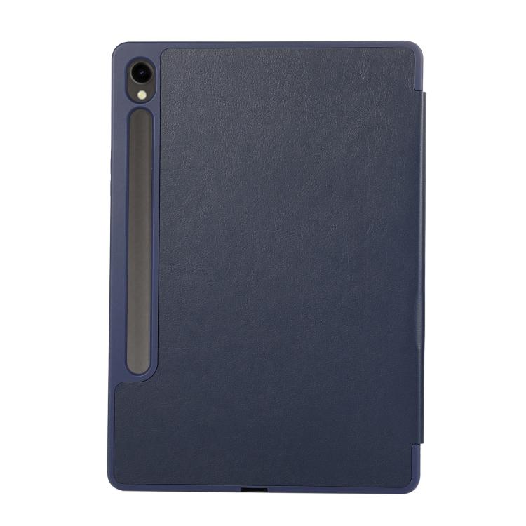 For Samsung Galaxy Tab S10 FE+ 3-Fold Pure Color TPU Leather Tablet Case with Pen Slot