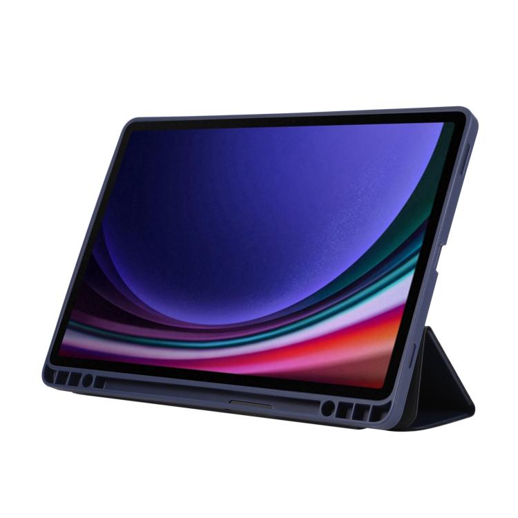 For Samsung Galaxy Tab S10 FE+ 3-Fold Pure Color TPU Leather Tablet Case with Pen Slot
