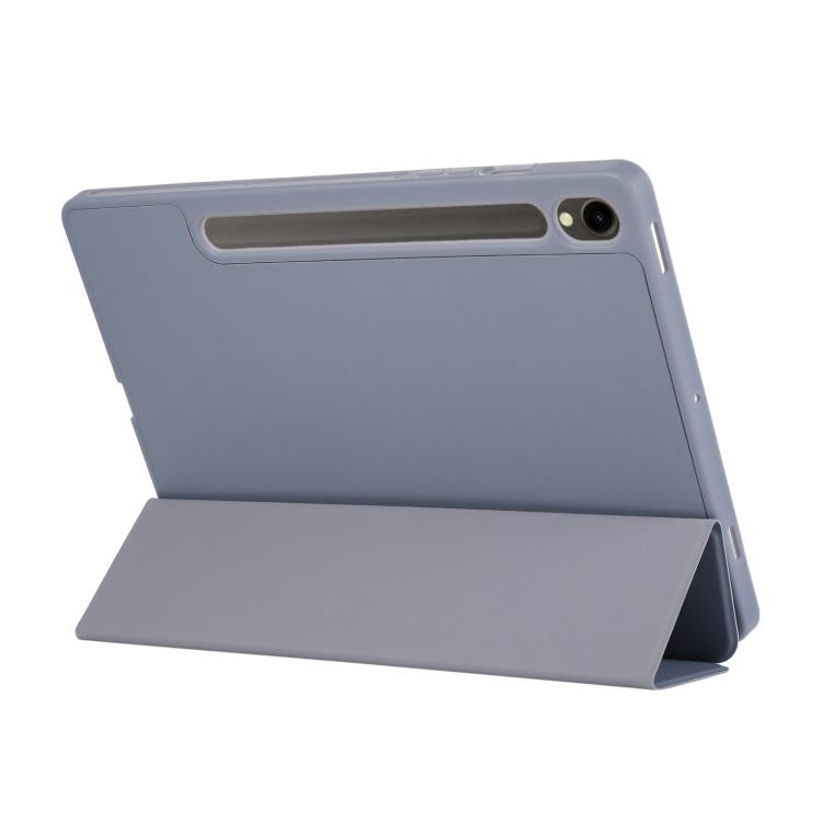 For Samsung Galaxy Tab S10 FE+ 3-Fold Pure Color TPU Leather Tablet Case with Pen Slot
