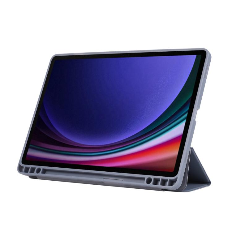 For Samsung Galaxy Tab S10 FE+ 3-Fold Pure Color TPU Leather Tablet Case with Pen Slot