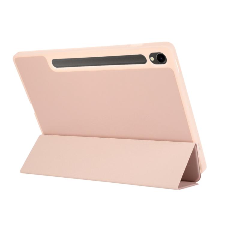 For Samsung Galaxy Tab S10 FE+ 3-Fold Pure Color TPU Leather Tablet Case with Pen Slot
