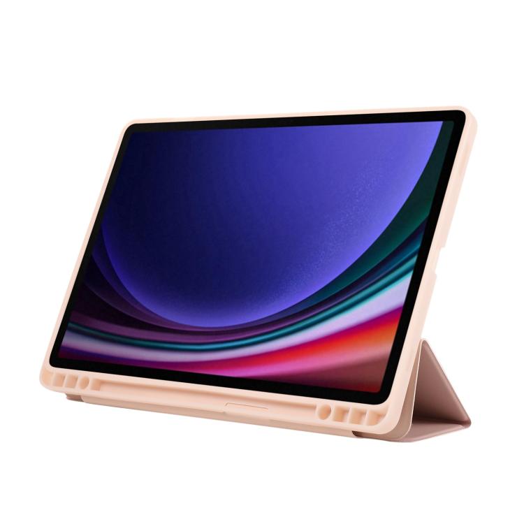 For Samsung Galaxy Tab S10 FE+ 3-Fold Pure Color TPU Leather Tablet Case with Pen Slot