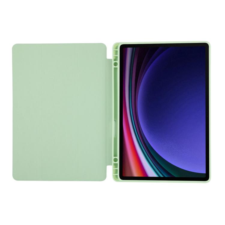 For Samsung Galaxy Tab S10 FE+ 3-Fold Pure Color TPU Leather Tablet Case with Pen Slot
