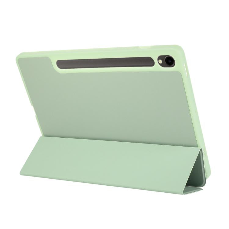 For Samsung Galaxy Tab S10 FE+ 3-Fold Pure Color TPU Leather Tablet Case with Pen Slot