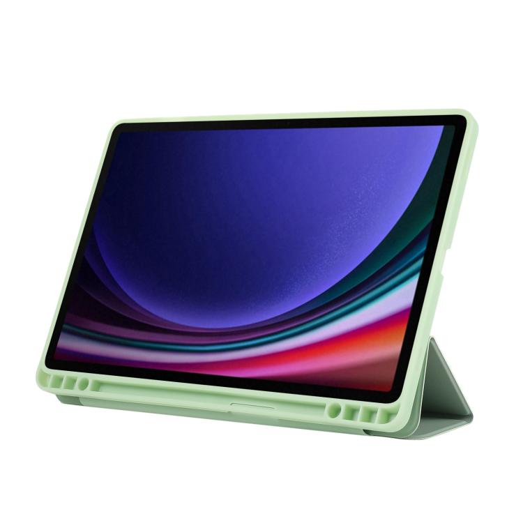 For Samsung Galaxy Tab S10 FE+ 3-Fold Pure Color TPU Leather Tablet Case with Pen Slot