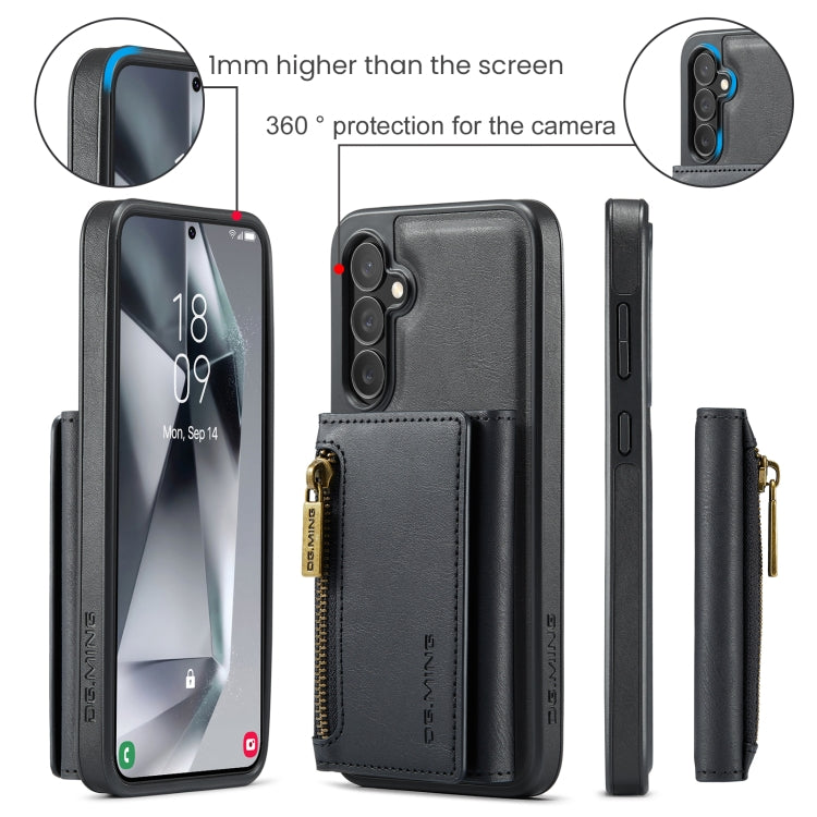 For Samsung Galaxy S24 FE 5G DG.MING M5 Series Zip RFID Multi Card Detachable Leather Phone Case