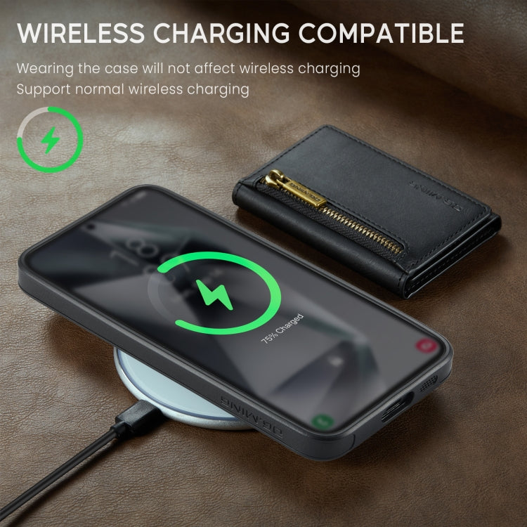 For Samsung Galaxy S24 FE 5G DG.MING M5 Series Zip RFID Multi Card Detachable Leather Phone Case