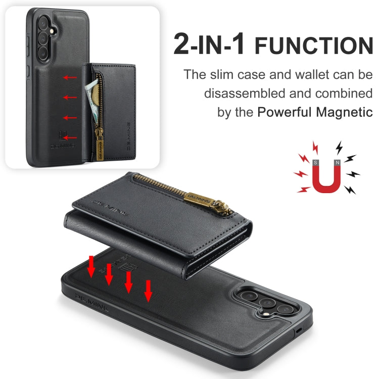 For Samsung Galaxy S24 FE 5G DG.MING M5 Series Zip RFID Multi Card Detachable Leather Phone Case