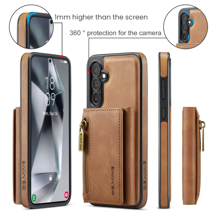 For Samsung Galaxy S24 FE 5G DG.MING M5 Series Zip RFID Multi Card Detachable Leather Phone Case