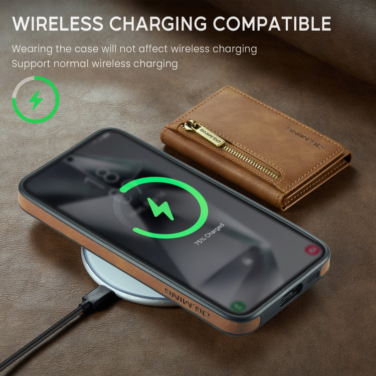 For Samsung Galaxy S24 FE 5G DG.MING M5 Series Zip RFID Multi Card Detachable Leather Phone Case