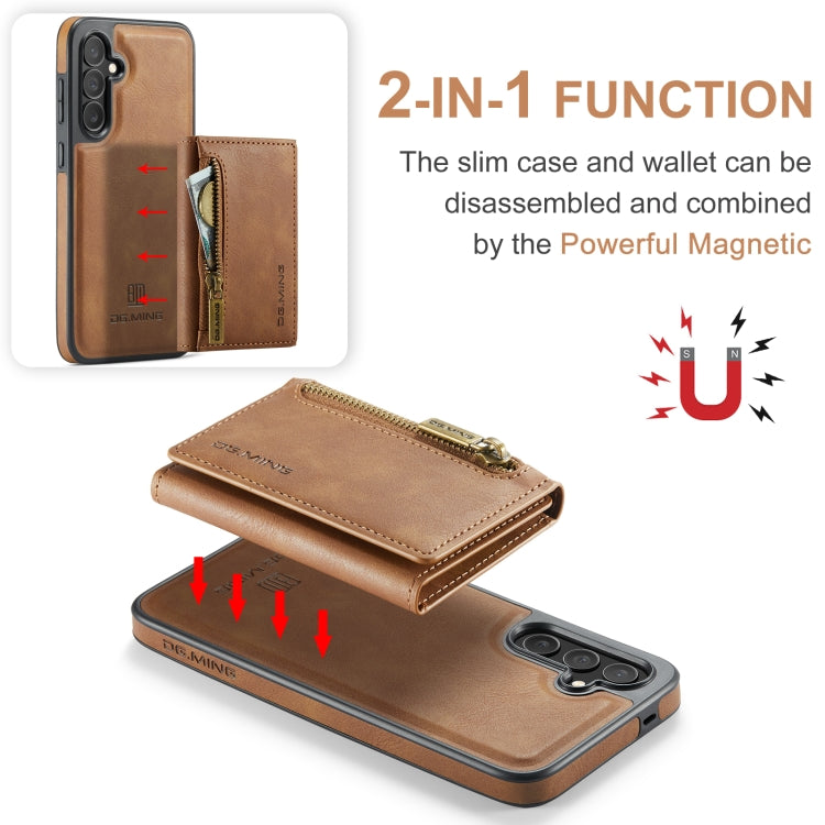 For Samsung Galaxy S24 FE 5G DG.MING M5 Series Zip RFID Multi Card Detachable Leather Phone Case