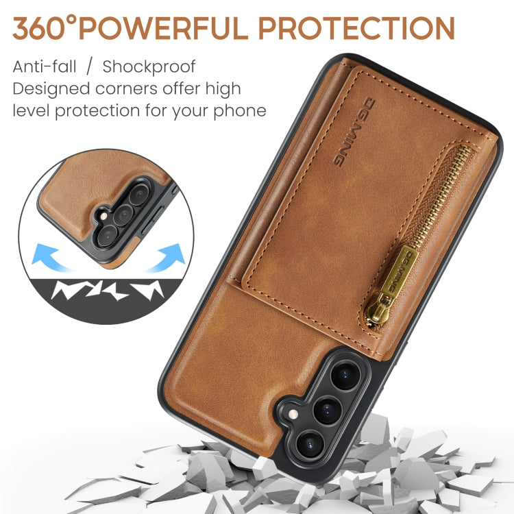 For Samsung Galaxy S24 FE 5G DG.MING M5 Series Zip RFID Multi Card Detachable Leather Phone Case
