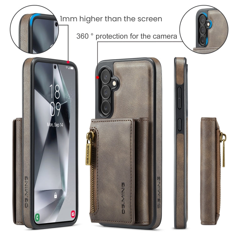 For Samsung Galaxy S24 FE 5G DG.MING M5 Series Zip RFID Multi Card Detachable Leather Phone Case