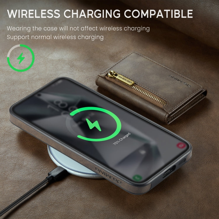 For Samsung Galaxy S24 FE 5G DG.MING M5 Series Zip RFID Multi Card Detachable Leather Phone Case