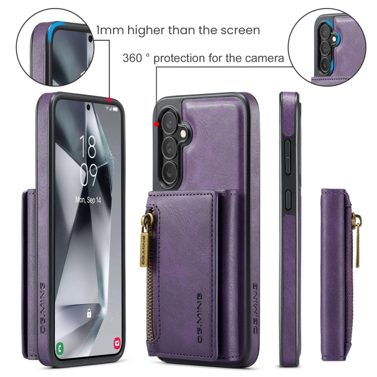 For Samsung Galaxy S24 FE 5G DG.MING M5 Series Zip RFID Multi Card Detachable Leather Phone Case