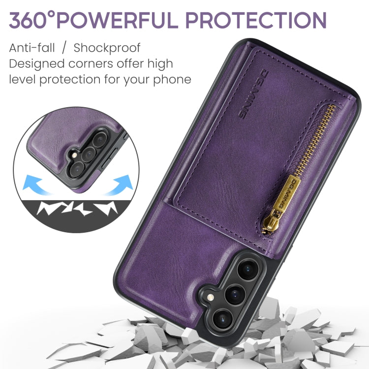 For Samsung Galaxy S24 FE 5G DG.MING M5 Series Zip RFID Multi Card Detachable Leather Phone Case