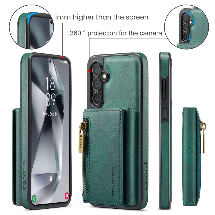 For Samsung Galaxy S24 FE 5G DG.MING M5 Series Zip RFID Multi Card Detachable Leather Phone Case