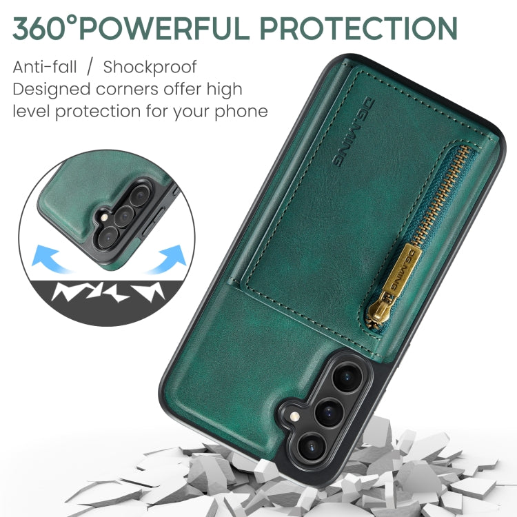 For Samsung Galaxy S24 FE 5G DG.MING M5 Series Zip RFID Multi Card Detachable Leather Phone Case