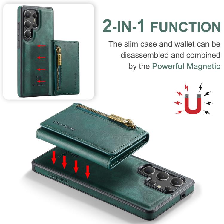 For Samsung Galaxy S25 Ultra 5G DG.MING M5 Series Zip RFID Multi Card Detachable Leather Phone Case