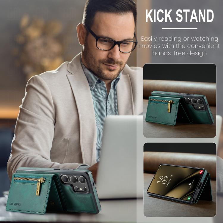 For Samsung Galaxy S25 Ultra 5G DG.MING M5 Series Zip RFID Multi Card Detachable Leather Phone Case