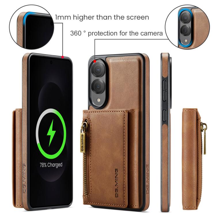 For Samsung Galaxy S25 Edge 5G DG.MING M5 Series Zip RFID Multi Card Detachable Leather Phone Case