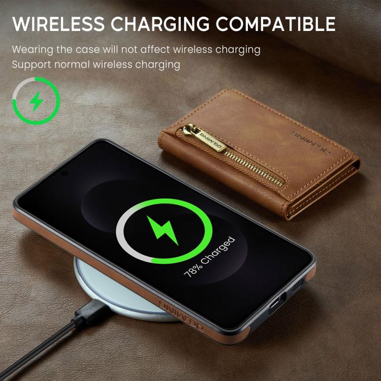 For Samsung Galaxy S25 Edge 5G DG.MING M5 Series Zip RFID Multi Card Detachable Leather Phone Case