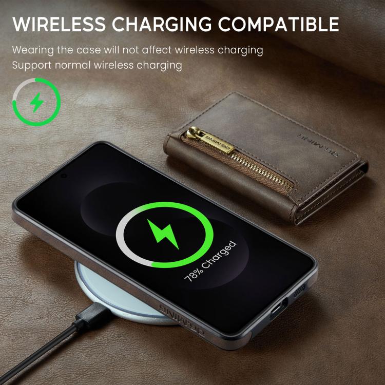 For Samsung Galaxy S25 Edge 5G DG.MING M5 Series Zip RFID Multi Card Detachable Leather Phone Case