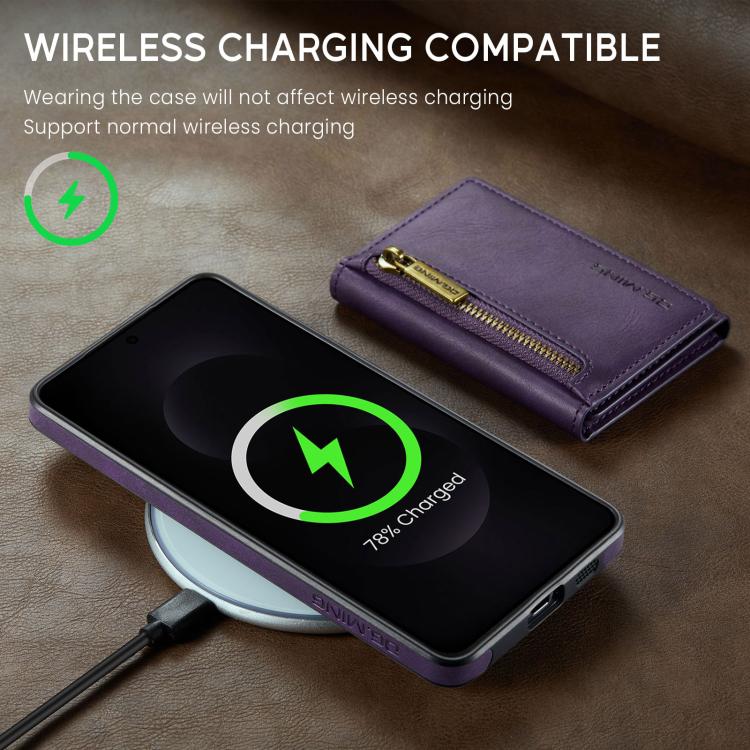 For Samsung Galaxy S25 Edge 5G DG.MING M5 Series Zip RFID Multi Card Detachable Leather Phone Case