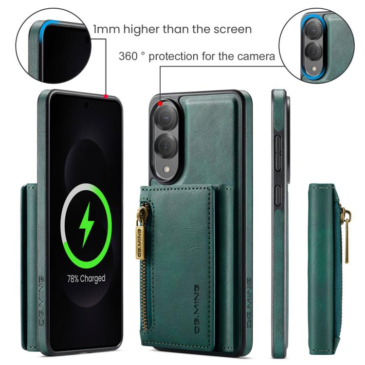 For Samsung Galaxy S25 Edge 5G DG.MING M5 Series Zip RFID Multi Card Detachable Leather Phone Case