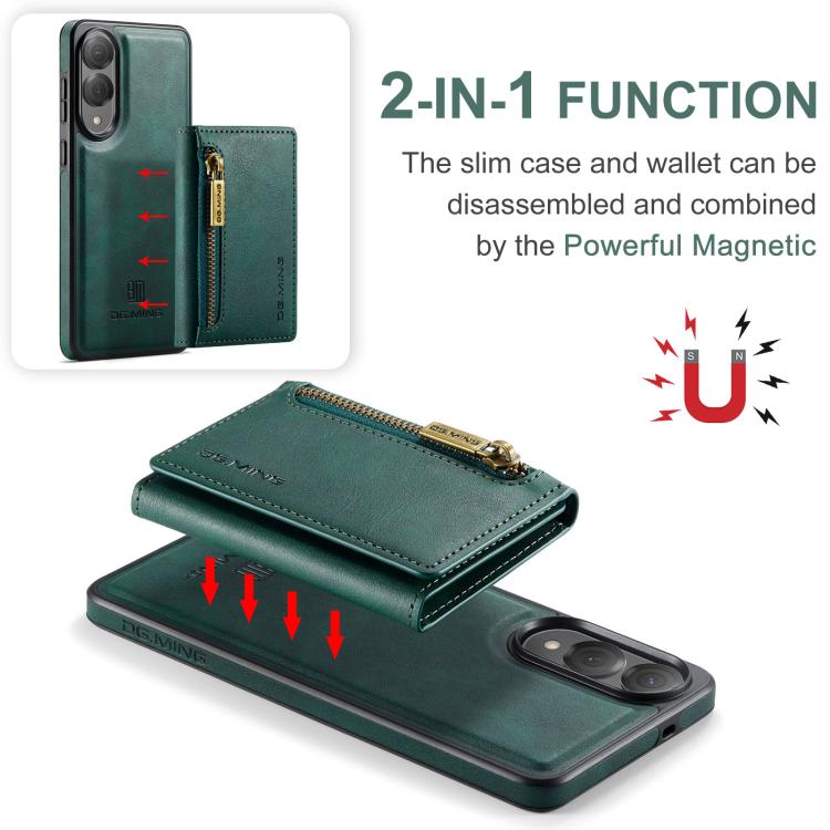 For Samsung Galaxy S25 Edge 5G DG.MING M5 Series Zip RFID Multi Card Detachable Leather Phone Case