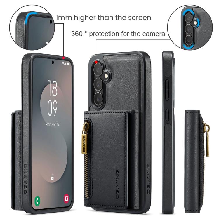 For Samsung Galaxy S25 FE 5G DG.MING M5 Series Zip RFID Multi Card Detachable Leather Phone Case