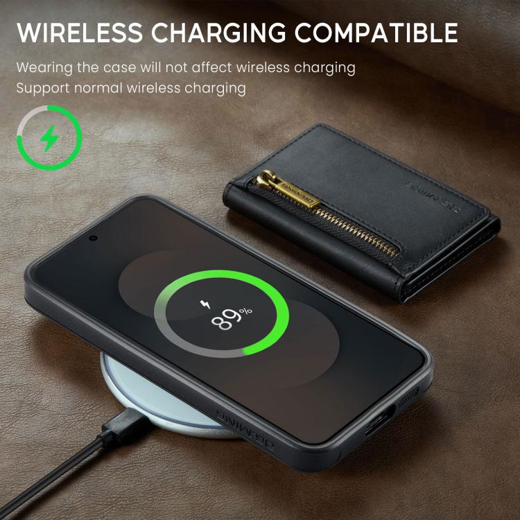For Samsung Galaxy S25 FE 5G DG.MING M5 Series Zip RFID Multi Card Detachable Leather Phone Case