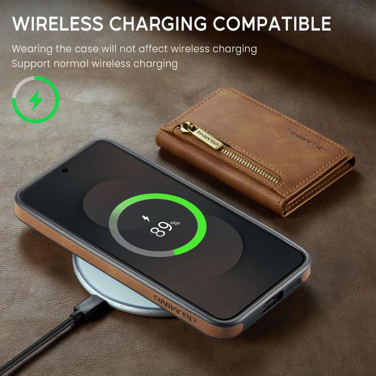 For Samsung Galaxy S25 FE 5G DG.MING M5 Series Zip RFID Multi Card Detachable Leather Phone Case